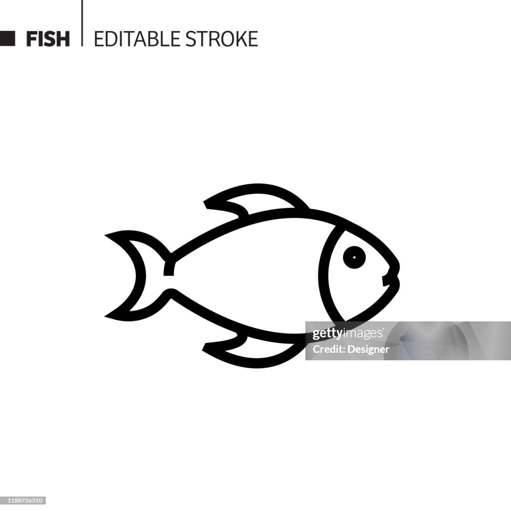 Fish Line Icon Outline Vector Symbol Illustration Pixel Perfect Editable  Stroke High-Res Vector Graphic - Getty Images