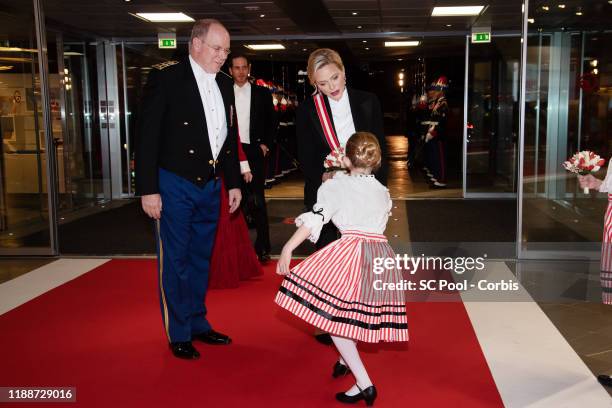 Prince Albert II of Monaco and Princess Charlene of Monaco attend the gala at the Opera during Monaco National Day celebrations on November 19, 2019...