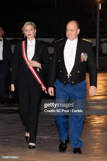 Princess Charlene of Monaco and Prince Albert II of Monaco attend the gala at the Opera during Monaco National Day celebrations on November 19, 2019...