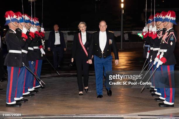 Princess Charlene of Monaco and Prince Albert II of Monaco attend the gala at the Opera during Monaco National Day celebrations on November 19, 2019...