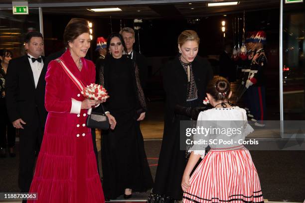 Princess Caroline of Hanover and Beatrice Borromeo attend the gala at the Opera during Monaco National Day celebrations on November 19, 2019 in...