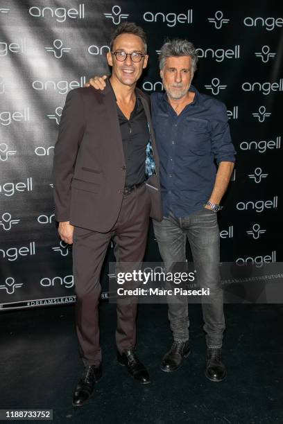 Julien Courbet and Marc Simoncini attend the "Angell" Launch Party at the Bridgeon November 19, 2019 in Paris, France.