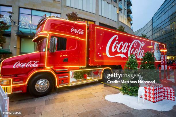 General view of the Coca Cola truck in Cardiff city centre on November 16, 2019 in Cardiff, United Kingdom.