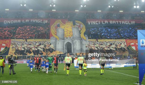 Choreography for Genoa CFC during the Serie A match between Genoa CFC and UC Sampdoria at Stadio Luigi Ferraris on December 15, 2019 in Genoa, Italy....