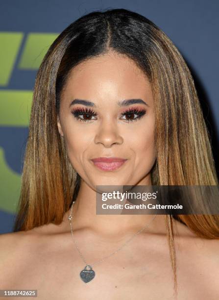 Kiera Nicole attends the Channel 5 2020 Upfront photocall at St. Pancras Renaissance London Hotel on November 19, 2019 in London, England.