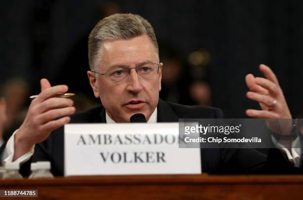 Former State Department special envoy to Ukraine Kurt Volker testifies before the House Intelligence Committee in the Longworth House Office Building...