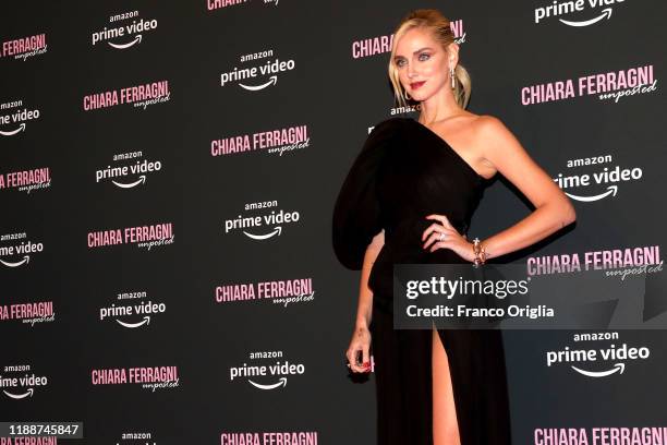 Chiara Ferragni attends the premiere of the movie "Chiara Ferragni - Unposted" at the Auditorium della Conciliazione on November 19, 2019 in Rome,...