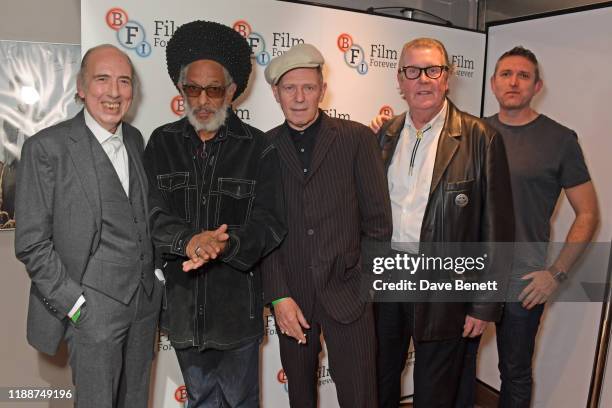 Mick Jones, Don Letts, Paul Simonon, Road Manager for The Clash Johnny Green and BFI Head of Programme and Acquisitions Stuart Brown attend the BFI...
