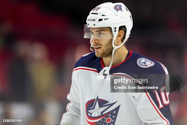 Columbus Blue Jackets Winger Alexander Wennberg during warm-up before National Hockey League action between the Columbus Blue Jackets and Ottawa...