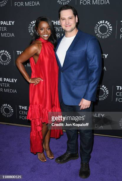 Aja Naomi King and Matt McGorry attend The Paley Center Celebrates The Final Season Of "How To Get Away With Murder" at The Paley Center for Media on...