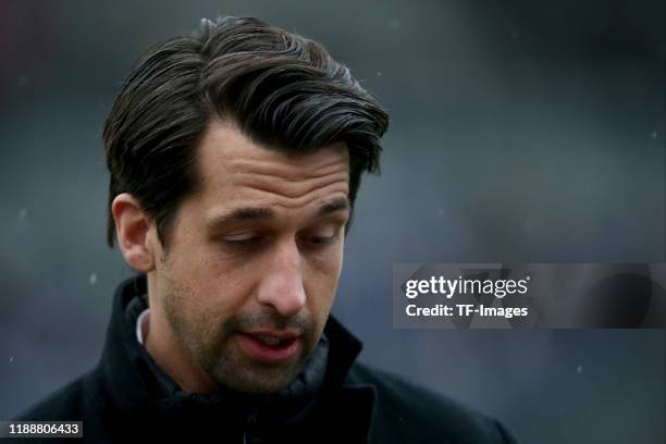 Vorstand Sport Jonas Boldt looks on prior to the Second Bundesliga match between SV Sandhausen and Hamburger SV at BWT-Stadion am Hardtwald on...