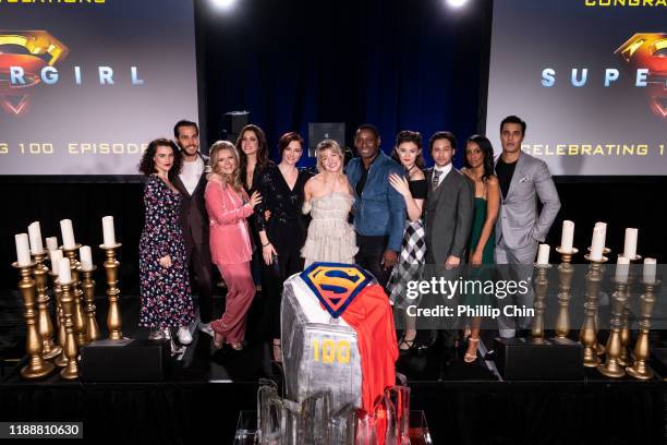Supergirl actors Katie McGrath, Chis Wood, Andrea Brooks, Julie Gonzalo, Chyler Leigh, Melissa Benoist, David Harewood, Nicole Maines, Jesse Rath,...