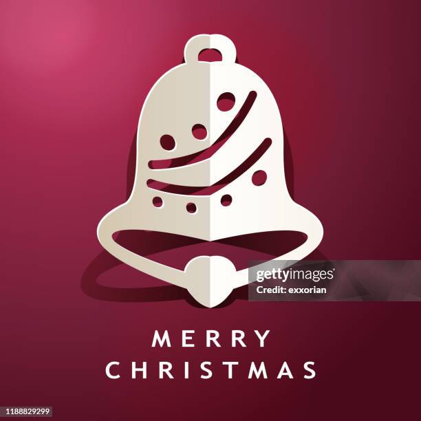 christmas ringbell papercut art - handbell stock illustrations