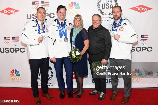 Christopher Fogt, Steven Langton, Jean Schaefer, Steve Holcomb, and Curtis Tomasevicz attend the 2019 Team USA Awards at Universal Studios Hollywood...