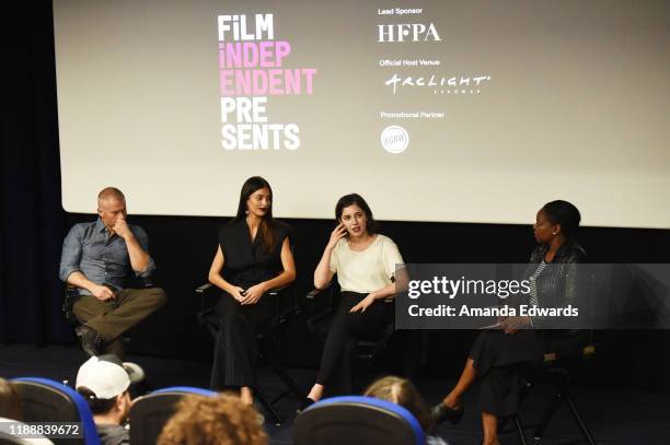 Actor James Badge Dale, actress Camila Morrone, director Annabelle Attanasio and Film Independent Artistic Director Jacqueline Lyanga attend Film...