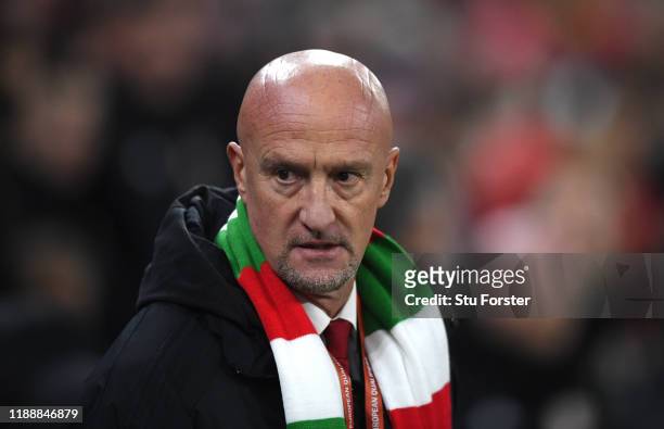 The Hungary team coach Marco Rossi pictured before the UEFA Euro 2020 qualifier between Wales and Hungary at Cardiff City Stadium on November 19,...