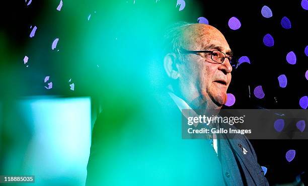 Rivonia trialist Denis Goldberg speaking at a gala event at the Sandton Convention Centre on July 11, 2011 in Johannesburg, South Africa. The event...