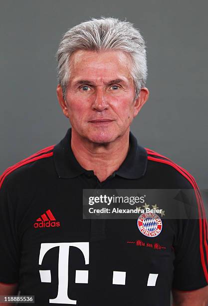 Team coach Jupp Heynckes of Bayern Muenchen poses during the FC Bayern Muenchen team presentation for the upcoming season 2011/2012 at Bayern's...