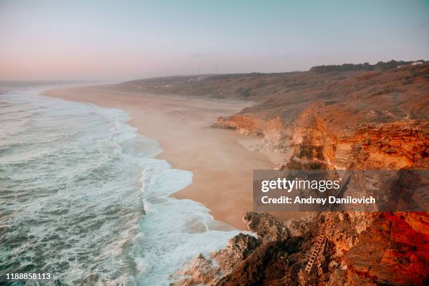 rocky cliffs and the ocean - leiria district stock pictures, royalty-free photos & images