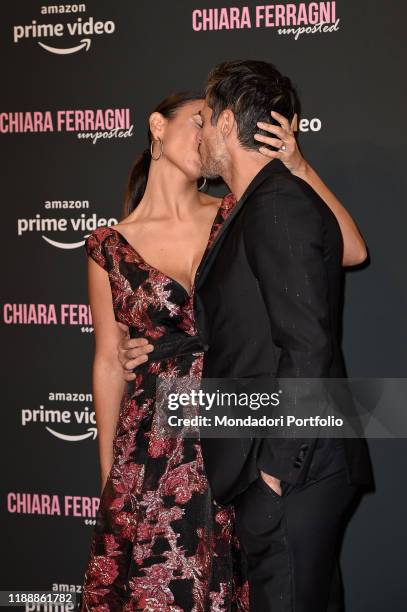 Italian actors Massimiliano Varrese and Valentina Melis during the premiere of the documentary film Chiara Ferragni Unposted at the Auditorium della...