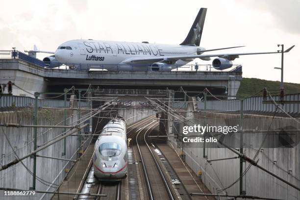 different modes of transport at frankfurt airport - modes of transportation stock pictures, royalty-free photos & images