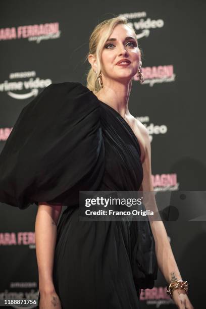 Chiara Ferragni attends the premiere of the movie "Chiara Ferragni - Unposted" at the Auditorium della Conciliazione on November 19, 2019 in Rome,...