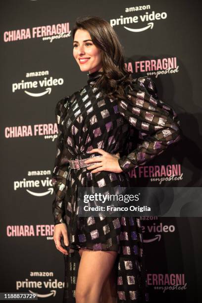 Diana Dal Bufalo attends the premiere of the movie "Chiara Ferragni - Unposted" at the Auditorium della Conciliazione on November 19, 2019 in Rome,...