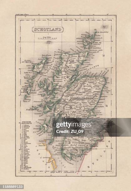 illustrations, cliparts, dessins animés et icônes de vieille carte de l'ecosse, gravure en acier, éditée 1857 - germany vs scotland