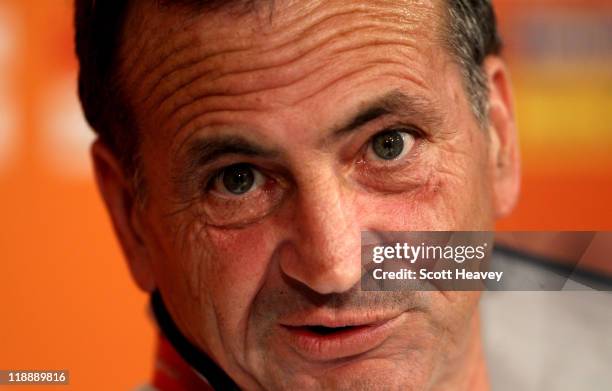 France Coach Bruno Bini during a France Press Conference at Borussia Park Stadium on July 12, 2011 in Moenchengladbach, Germany.