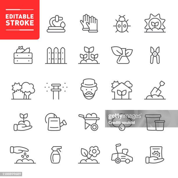 gardening icons - hedge trimmer stock illustrations