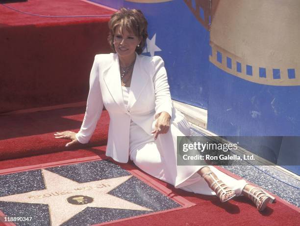 Actress Raquel Welch receives a Hollywood Walk of Fame Star on June 8, 1996 at 7021 Hollywood Boulevard in Hollywood, California.