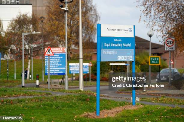 General view of The Royal Shrewsbury Hospital on November 20, 2019 in Shrewsbury, England. The Royal Shrewsbury Hospital is one of the sites run by...