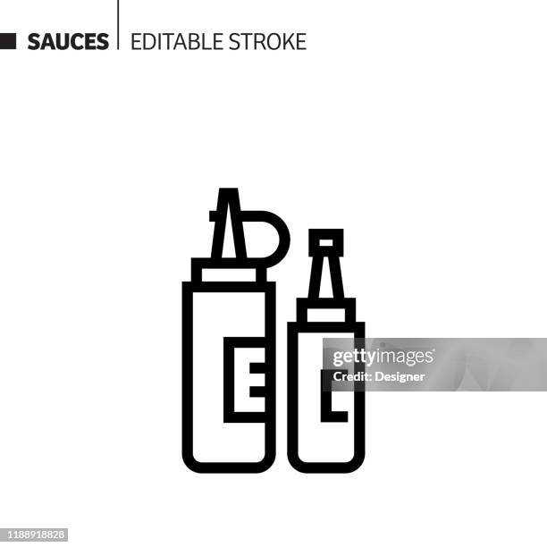 sauces line icon, outline vector symbol illustration. pixel perfect, editable stroke. - pizza sauce stock illustrations