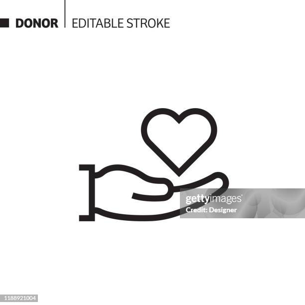 spenderlinie symbol, umriss vektor-symbol-illustration. pixel perfekt, editierbarer strich. - heart month stock-grafiken, -clipart, -cartoons und -symbole