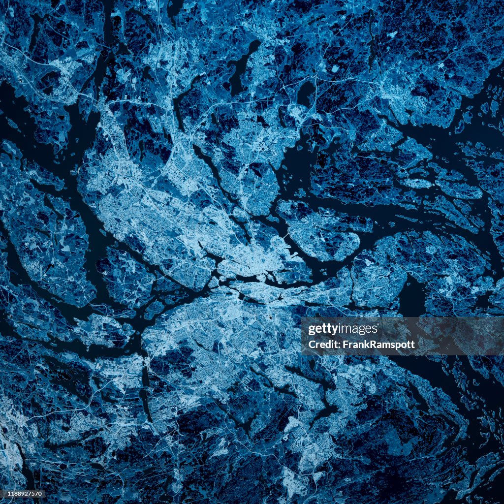 Stockholm Zweden 3D render kaart blauw Top View apr 2019
