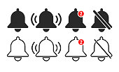 Notification flat bells icon. Vector