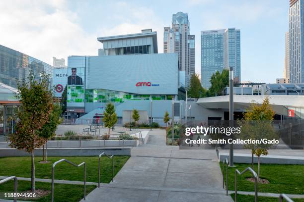 Facade of buildings, with AMC theater visible, at Yerba Buena Center in downtown San Francisco, California, November 8, 2019.