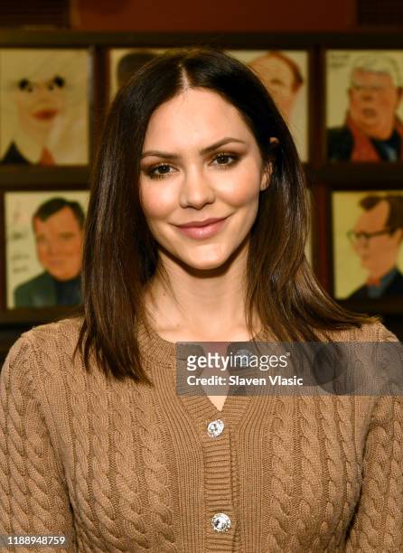 Singer/actress Katharine McPhee greets the press ahead of her return to Broadway’s "Waitress" at Sardi's on November 20, 2019 in New York City.