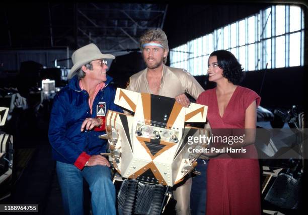 Hal Needham, Barry Bostwick and Persis Khambatta ,Megaforce was about a high-tech soldier Barry Bostwick with a flying motorcycle who lead troops to...
