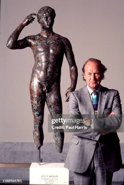 The English-born curator of the Getty Museum stands in front of one of the few surviving Greek Bronze Statues, "Victorious Youth" photographed May 15...