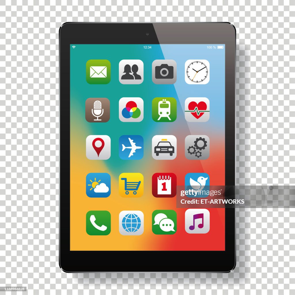 Digital tablet with app icons