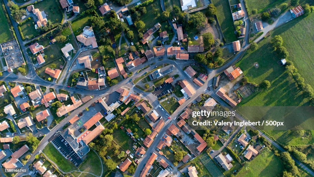 Aerial View Of Cheix En Retz At Sunset