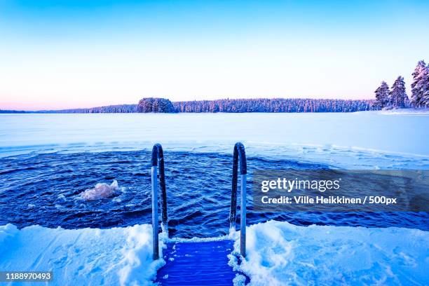 ice swimming place in kuhmo, finland - ice bath stock pictures, royalty-free photos & images