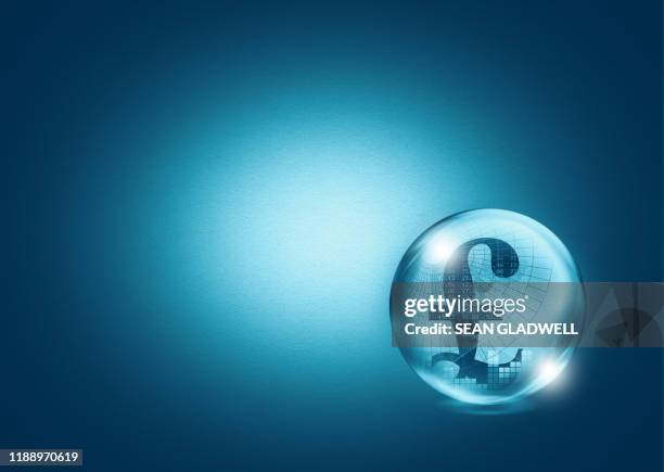 uk pound crystal ball - glass ball stock pictures, royalty-free photos & images