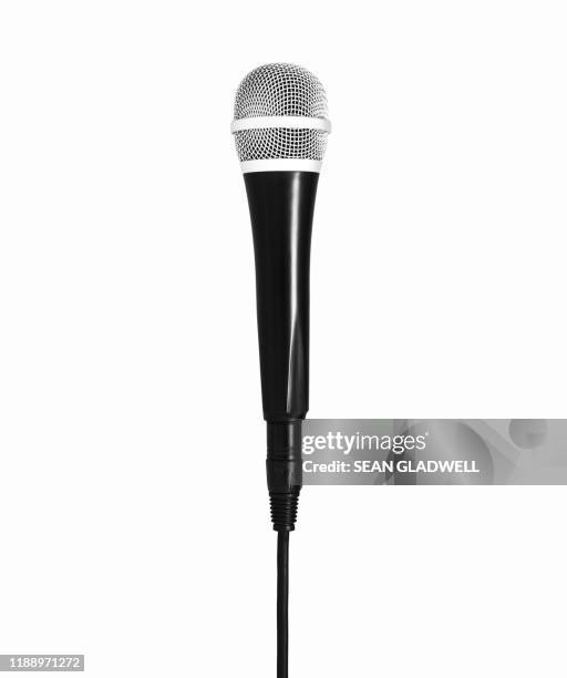 microphone on white - colour microphone stock-fotos und bilder