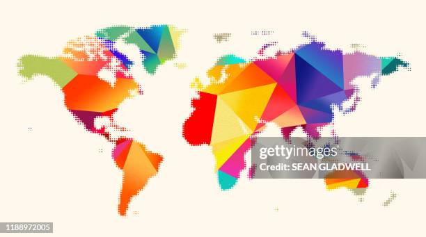 world map colours - global village stock pictures, royalty-free photos & images
