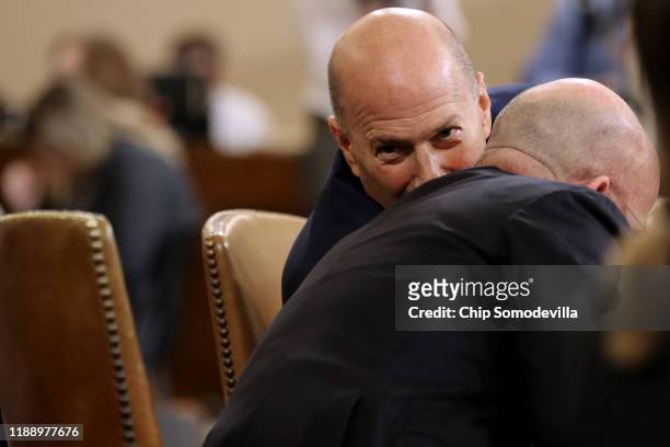 Gordon Sondland , the U.S ambassador to the European Union, confers with his attorney Bob Luskin while testifying before the House Intelligence...
