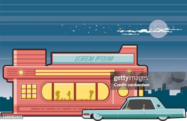 vintage diner - late night dining stock illustrations