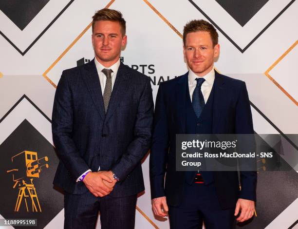 Jason Roy and Eoin Morgan at the red carpet at the BBC Sports Personality of the Year Awards, at the P&J Live arena on December 15 in Aberdeen,...