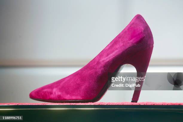 suede high heel side view - suede shoe stock pictures, royalty-free photos & images